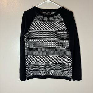 Talbots Lambswool Blend Black White Sweater Long Sleeve Pullover Sz Medi…